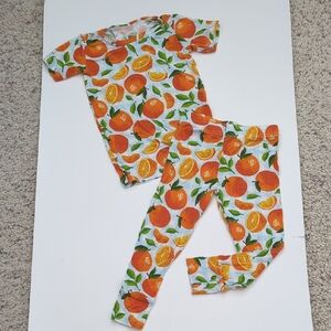 Kids Orange Fruit Print Pajama Set Size 3T